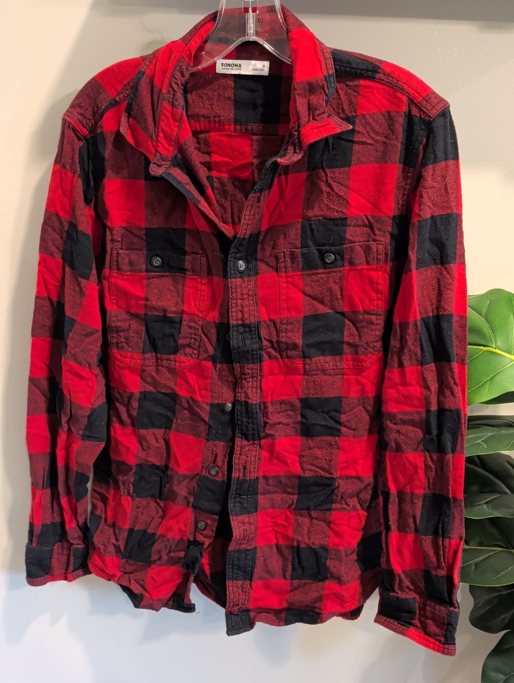 Sonoma Red and Black Buffalo Plaid Casual Button-Down Shirt